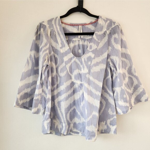 Anthropologie Leverne Blouse Tunic Top Blue Boho Bohemian Women's S - Picture 2 of 9